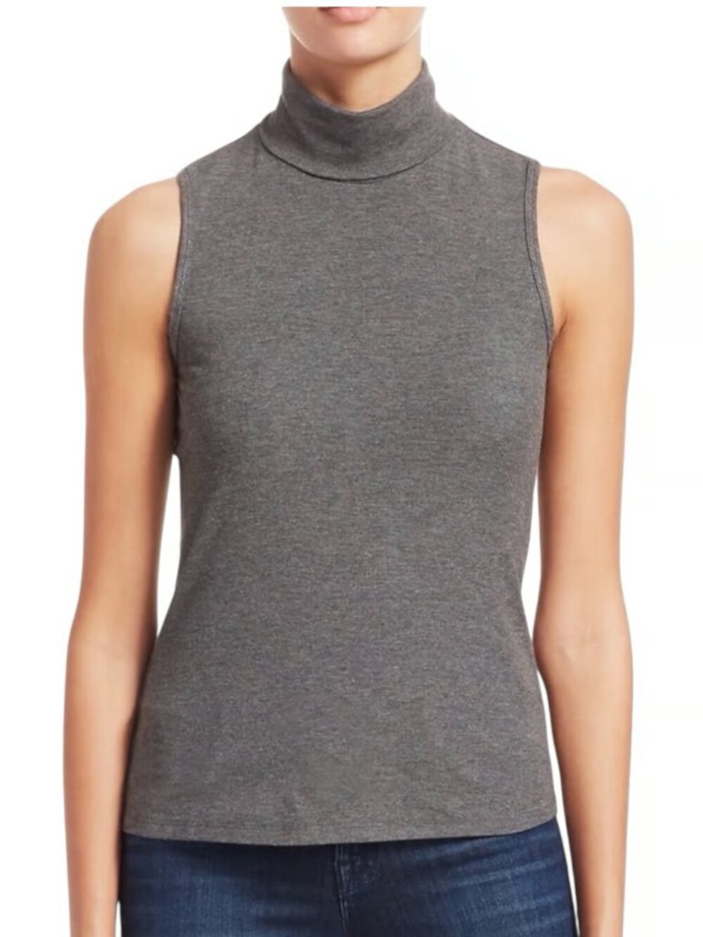 Theory Wendel Sleeveless Turtleneck Top in Grey M